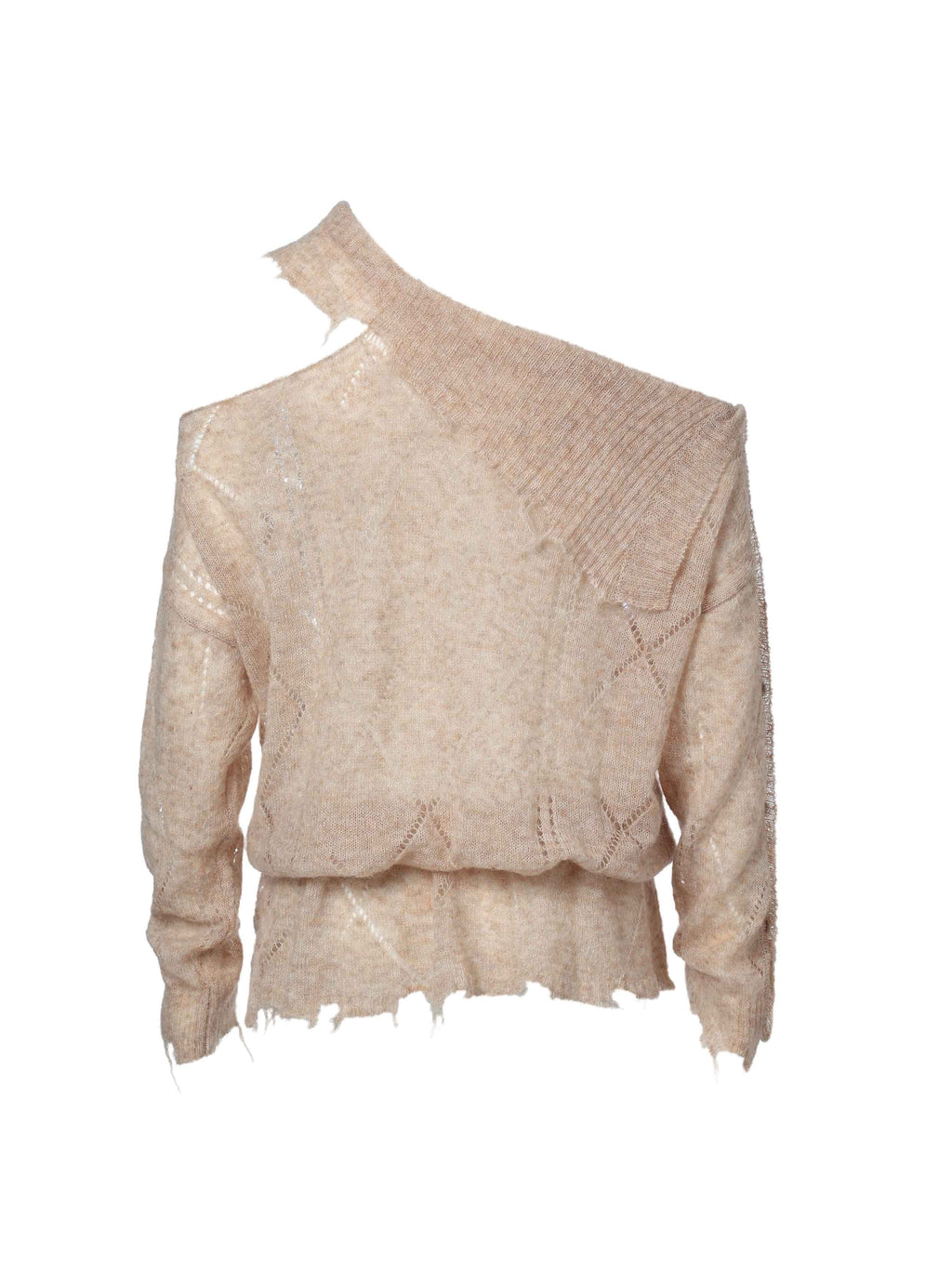 Asymmetric Off-Shoulder Mohair Knit Sweater Oat Beige