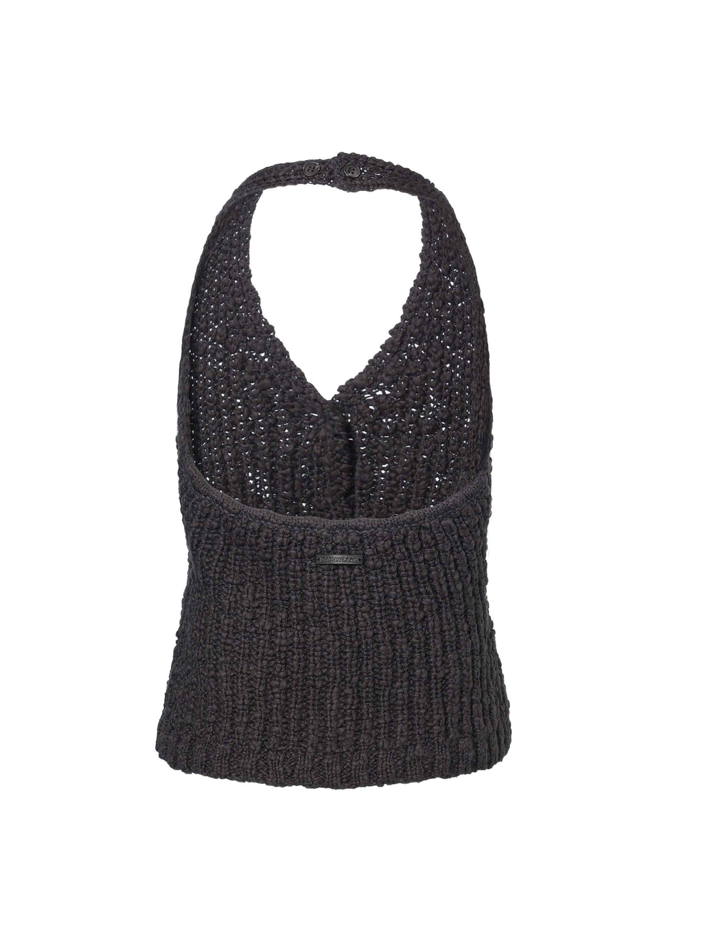 Halter Button Knit Vest Charcoal Gray