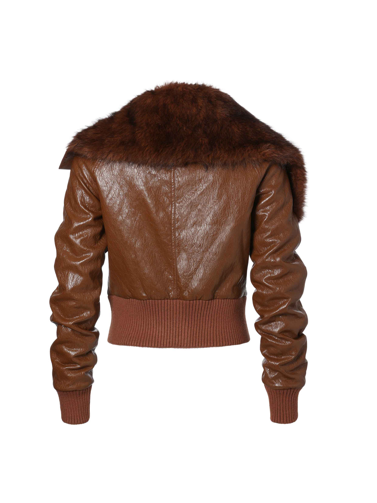 Fur-Collar PU Biker Jacket