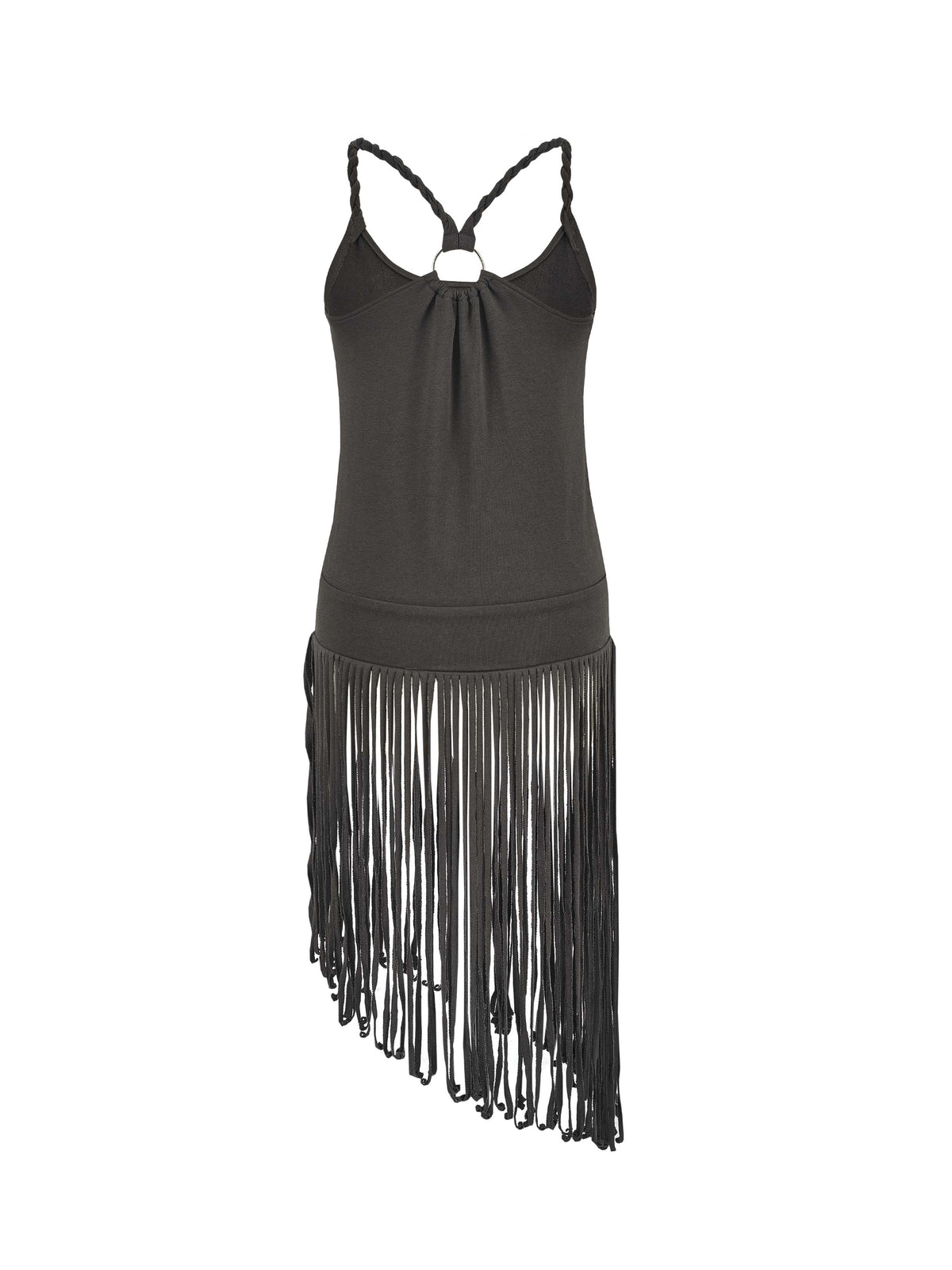 Fringe Cami Dress Set Espresso Brown