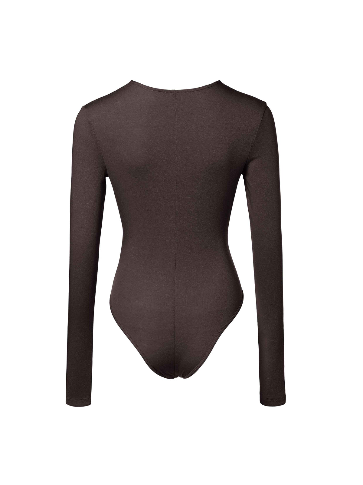 Ruched Plunge Neck Strap Bodysuit Chocolate Brown
