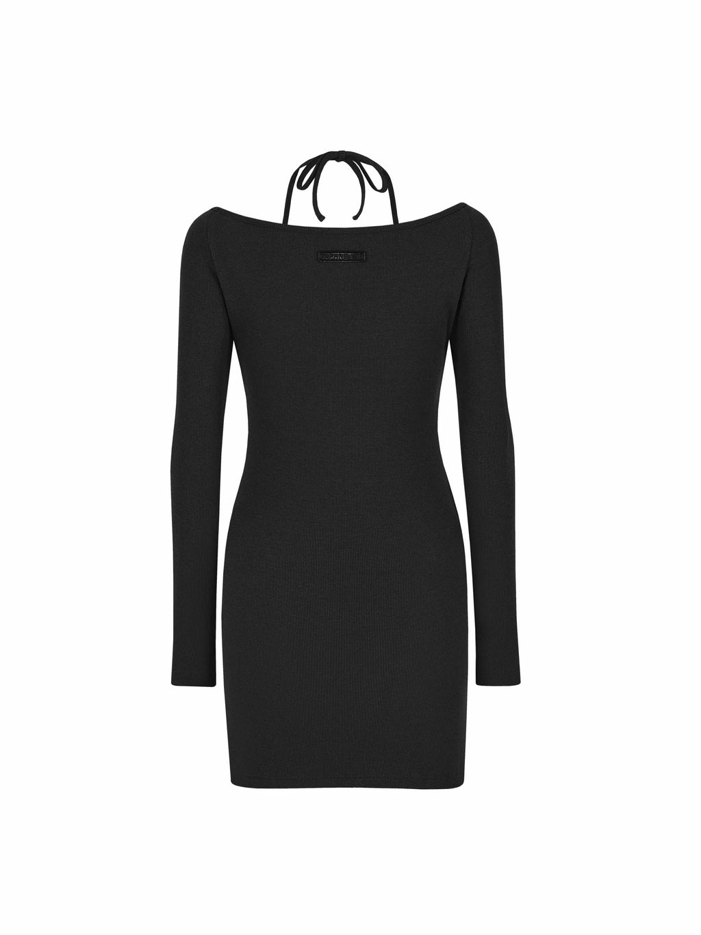 Layered Halter Knit Mini Dress Black