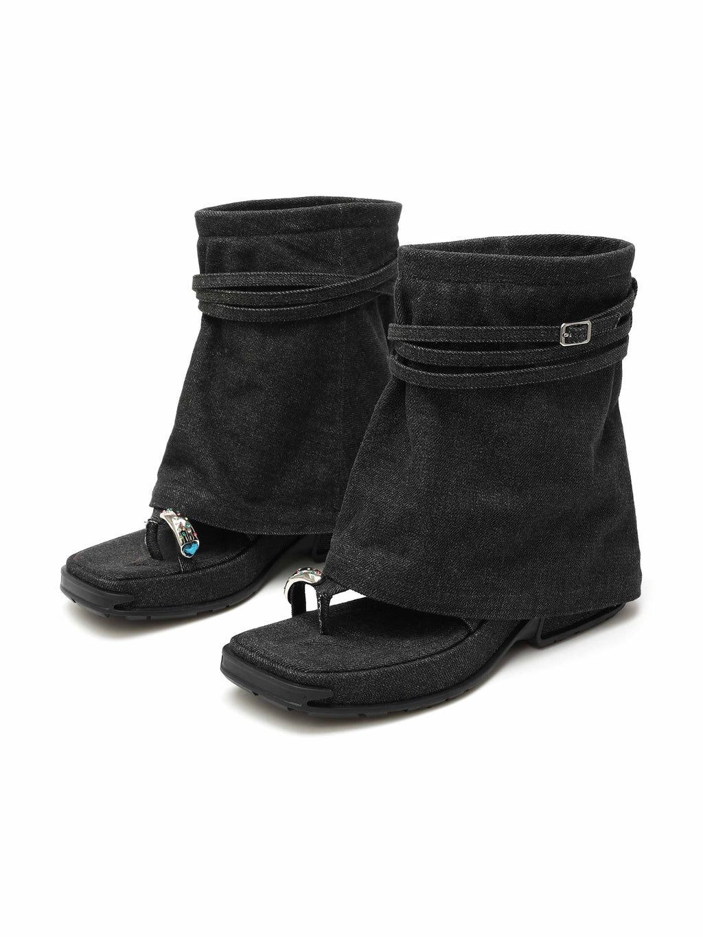 OENONE Toe-Ring Ankle Boots Black