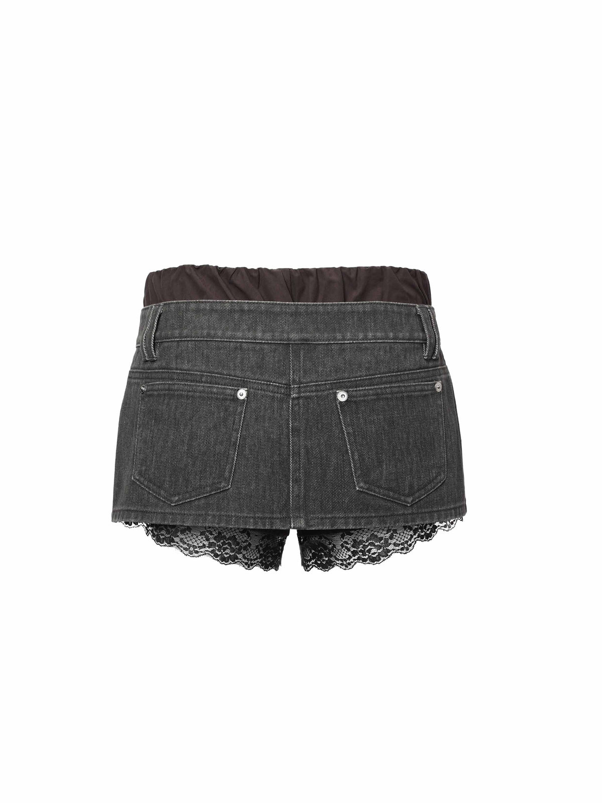 Asymmetric Denim Skort Set Washed Black