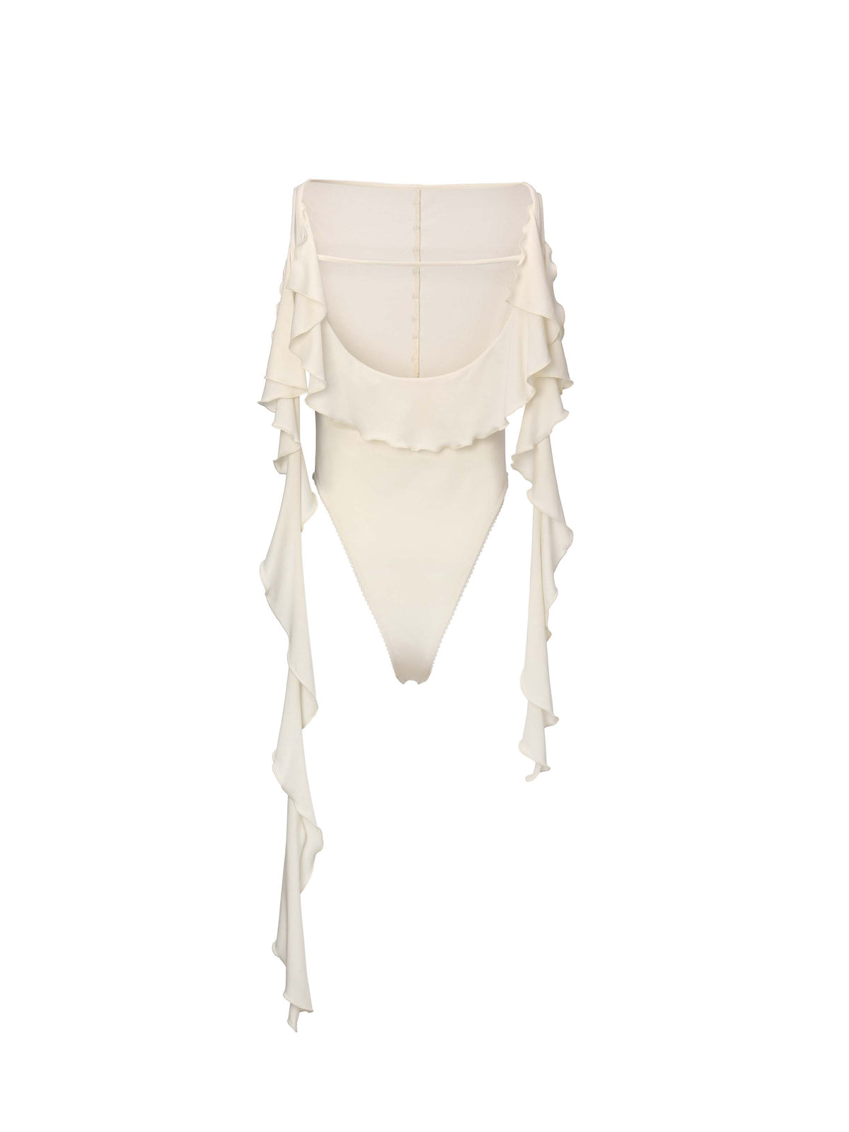 Ruffle Boat-Neck Bodysuit Ivory White