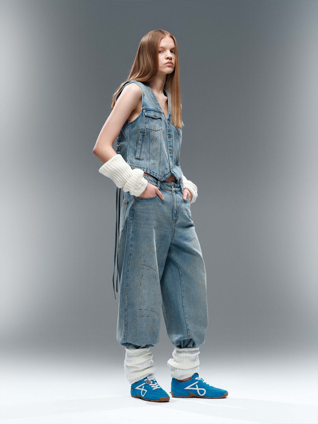 LETO Slim Trainers Capri Blue