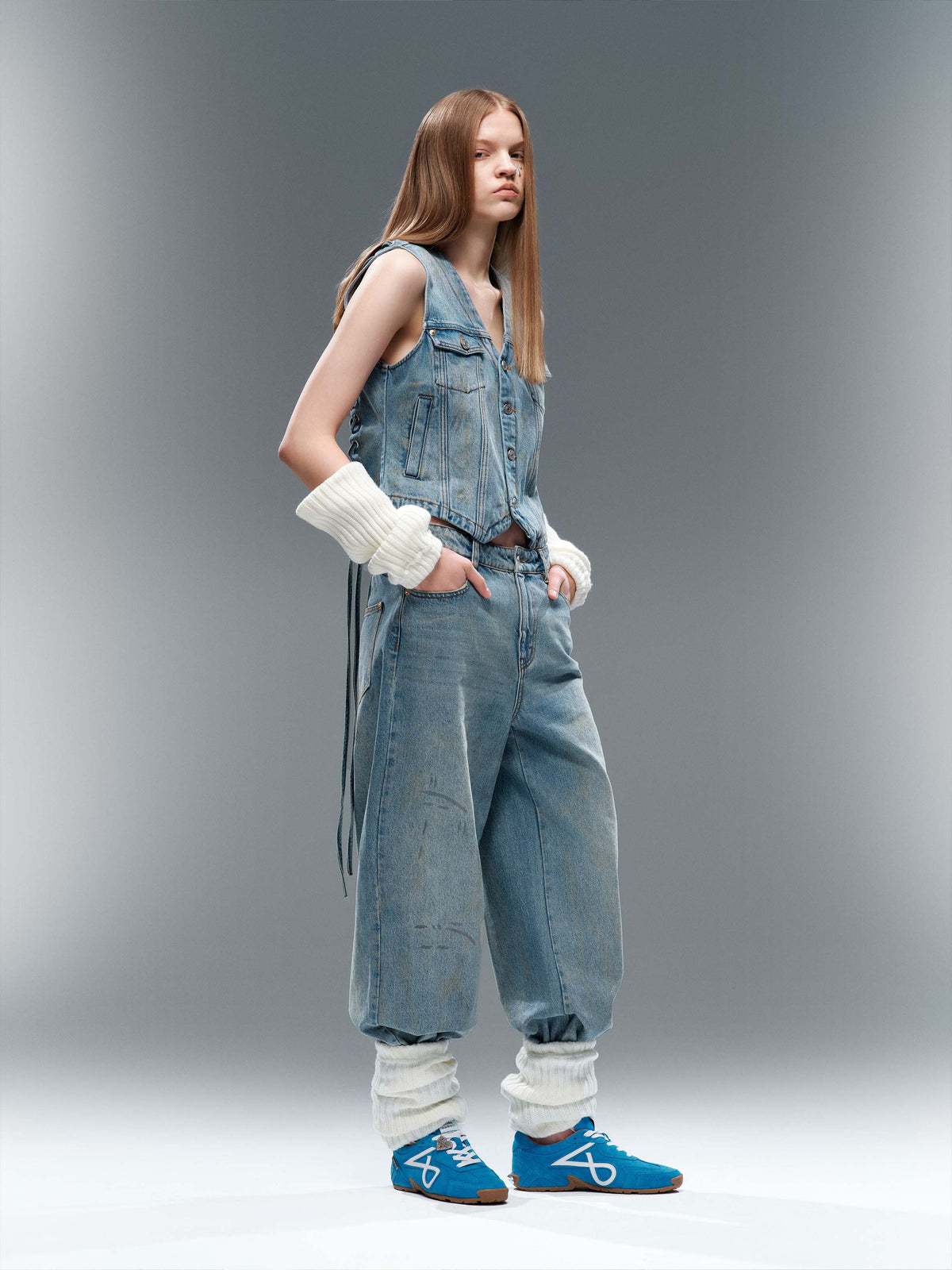 LETO Slim Trainers Capri Blue