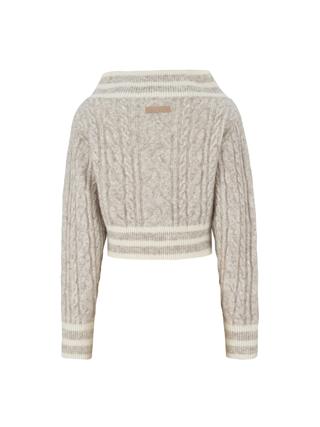 Convertible Off-Shoulder Cable Knit Sweater Oatmeal Cream