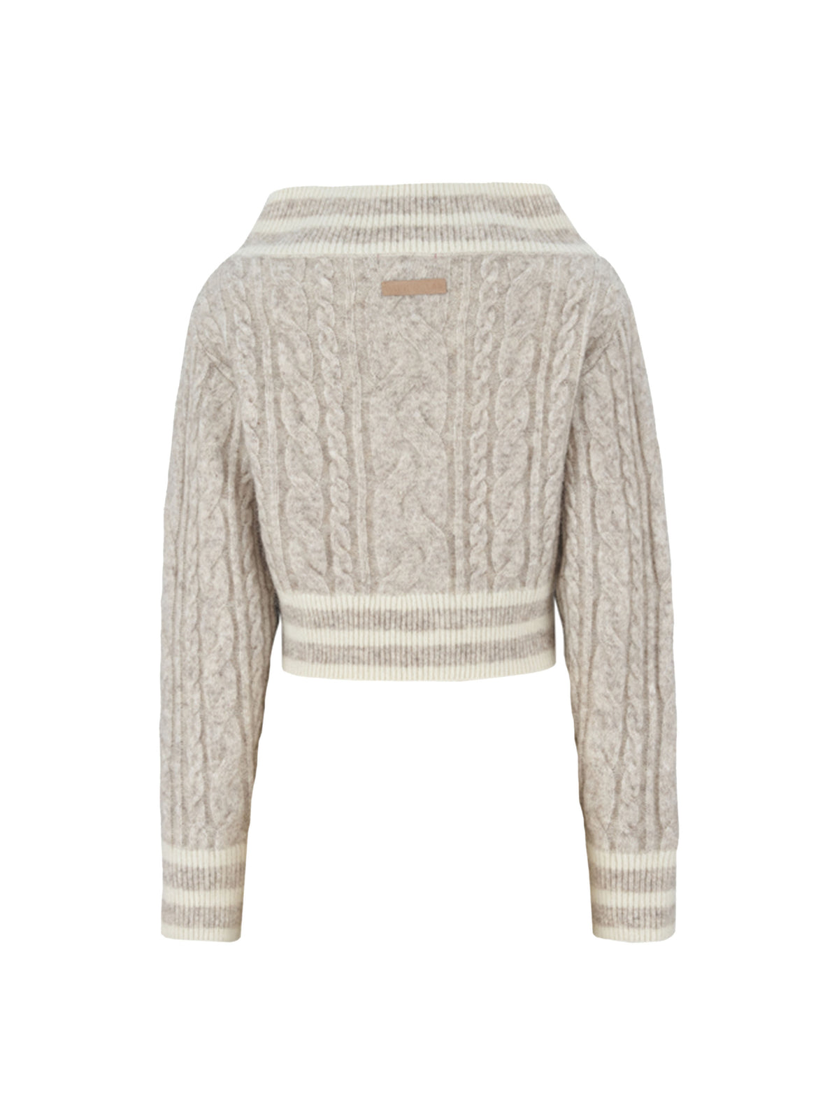 Convertible Off-Shoulder Cable Knit Sweater Oatmeal Cream