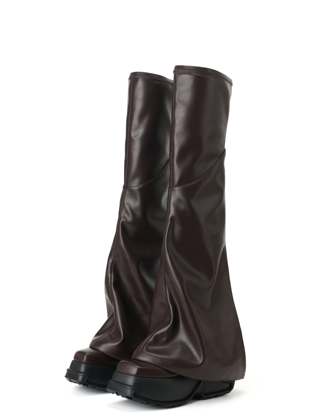 MOIRA Overknee-Stiefel mit Plateau und Karoeinsatz Schokoladenbraun