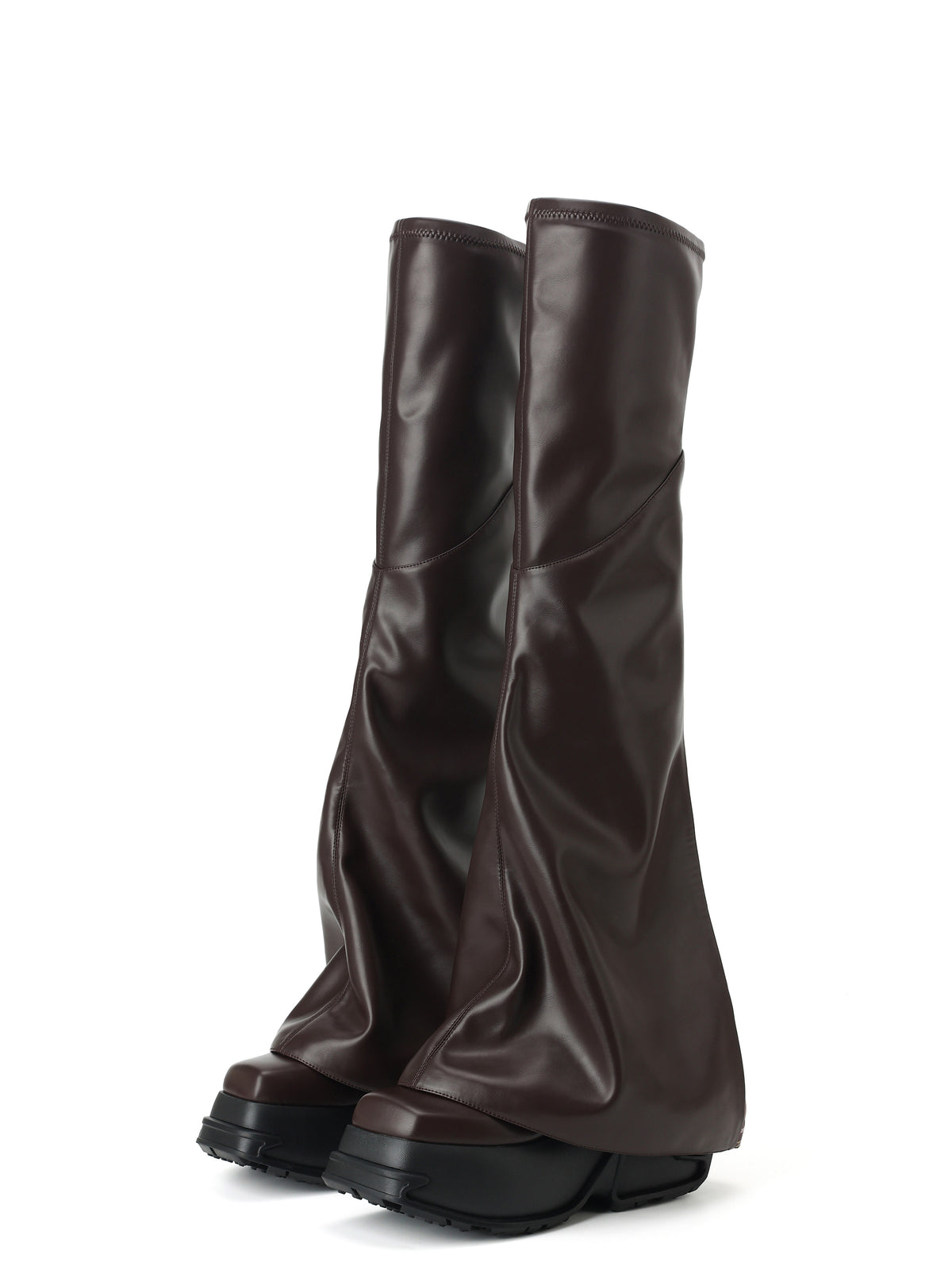 MOIRA Overknee-Stiefel mit Plateau und Karoeinsatz Schokoladenbraun