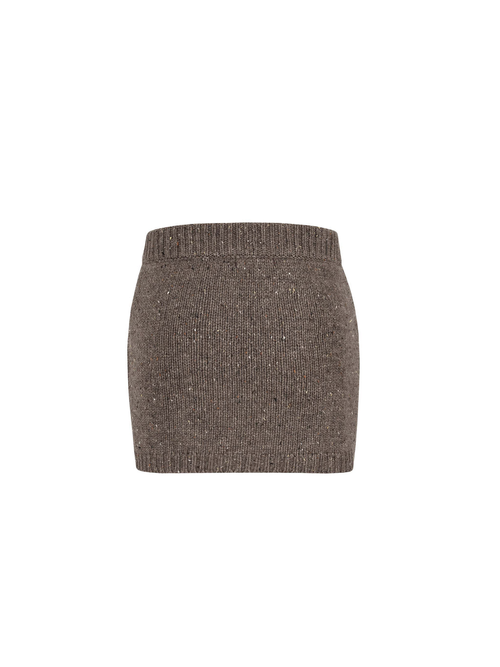 Speckled Knit Mini Skirt Taupe Brown