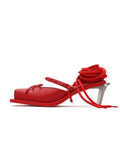 RHODANTHE Rose Lace-Up Mules Scarlet Red