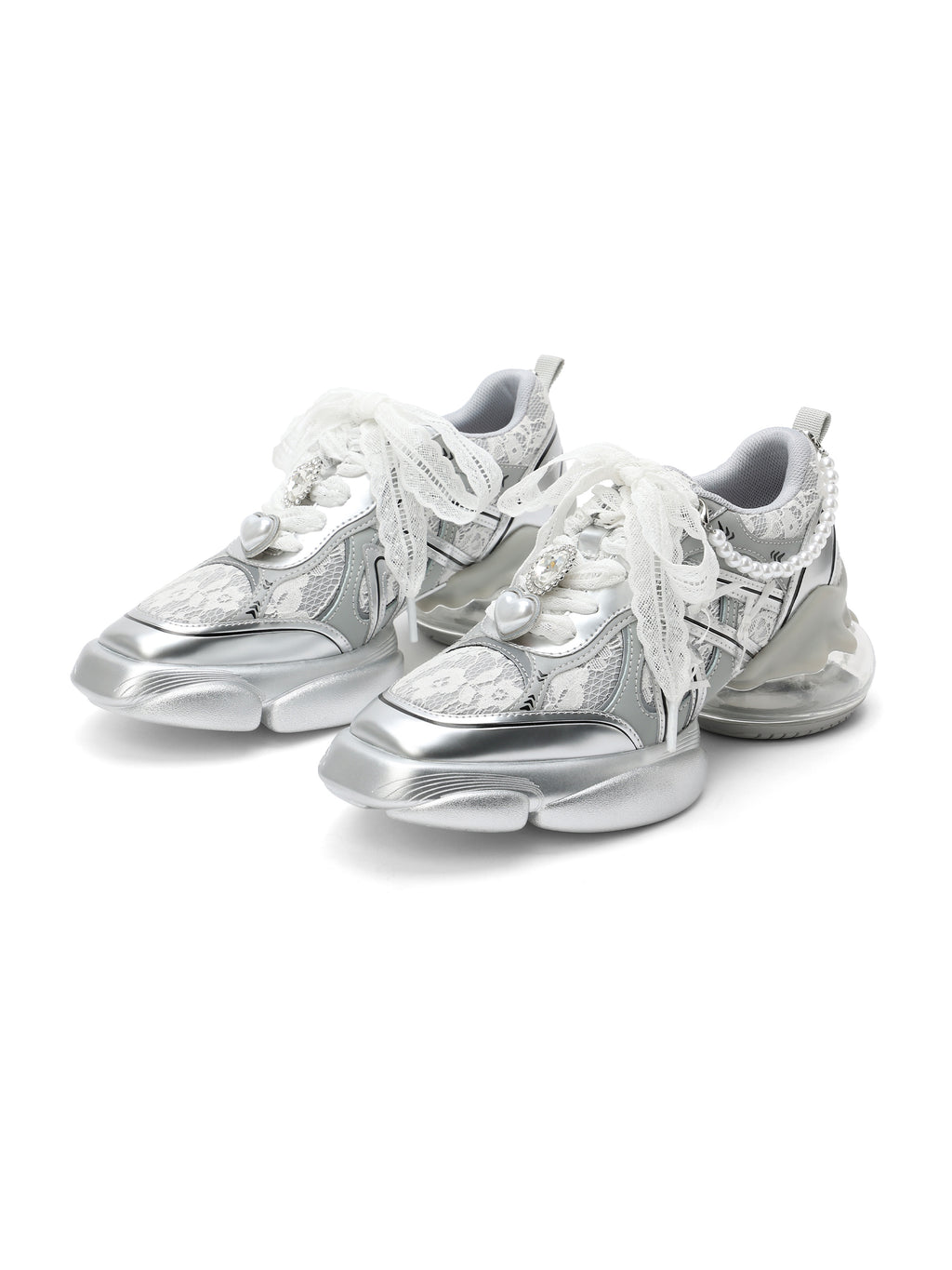 AELLA Pearl Tech Lace Runner Sneakers Silver