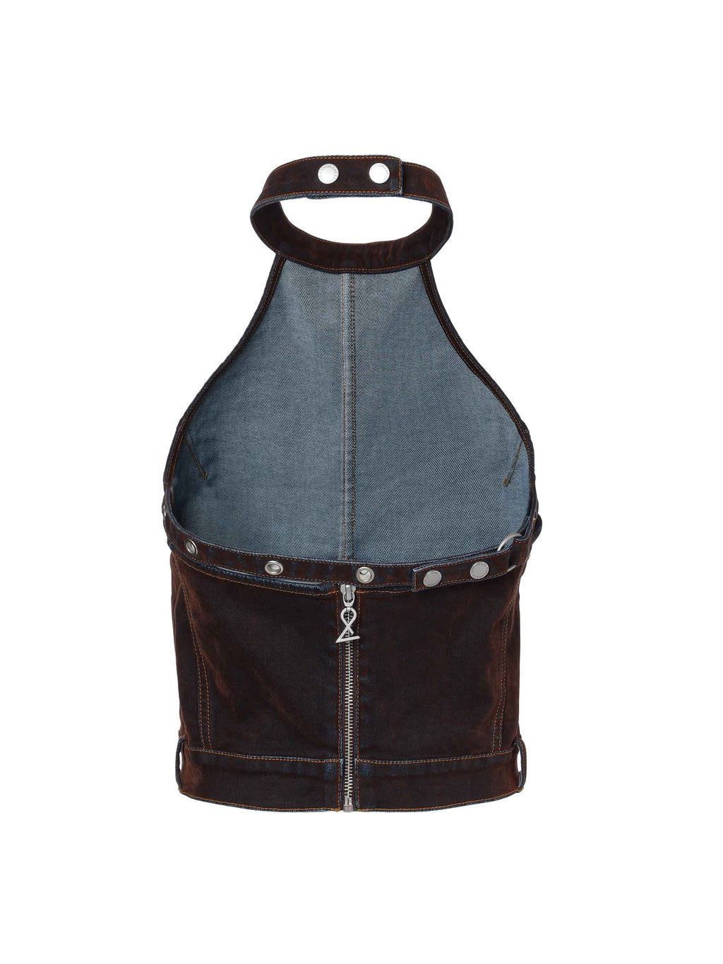 Washed Moto Halter Top Mahogany Brown