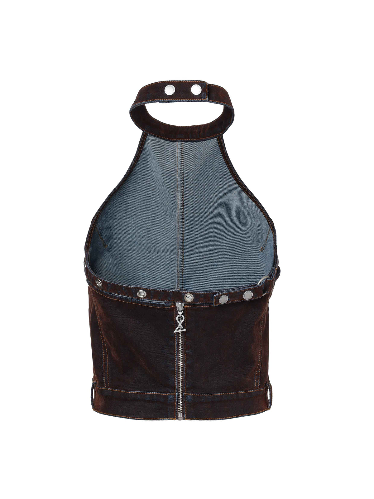 Washed Moto Halter Top Mahogany Brown