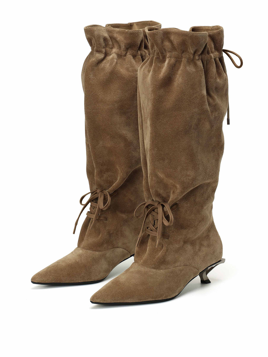 IANTHE Drawstring Knee-High Boots Khaki Brown