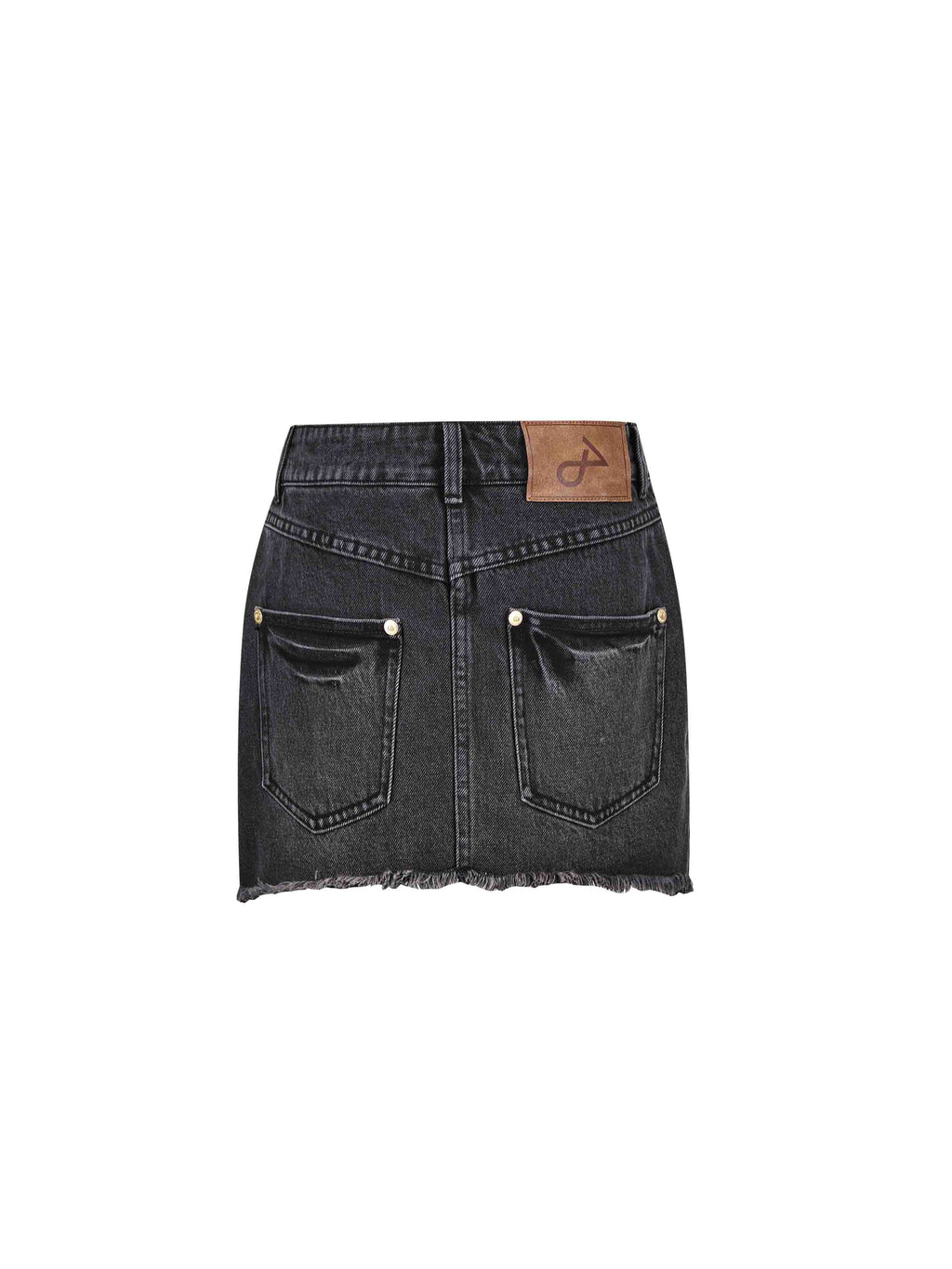 Studded Denim Mini Skirt Black Wash