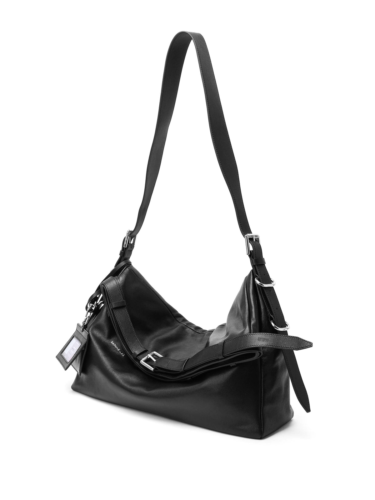 LETHE Oversized Hobo Bag mit Schnallen, Schwarz