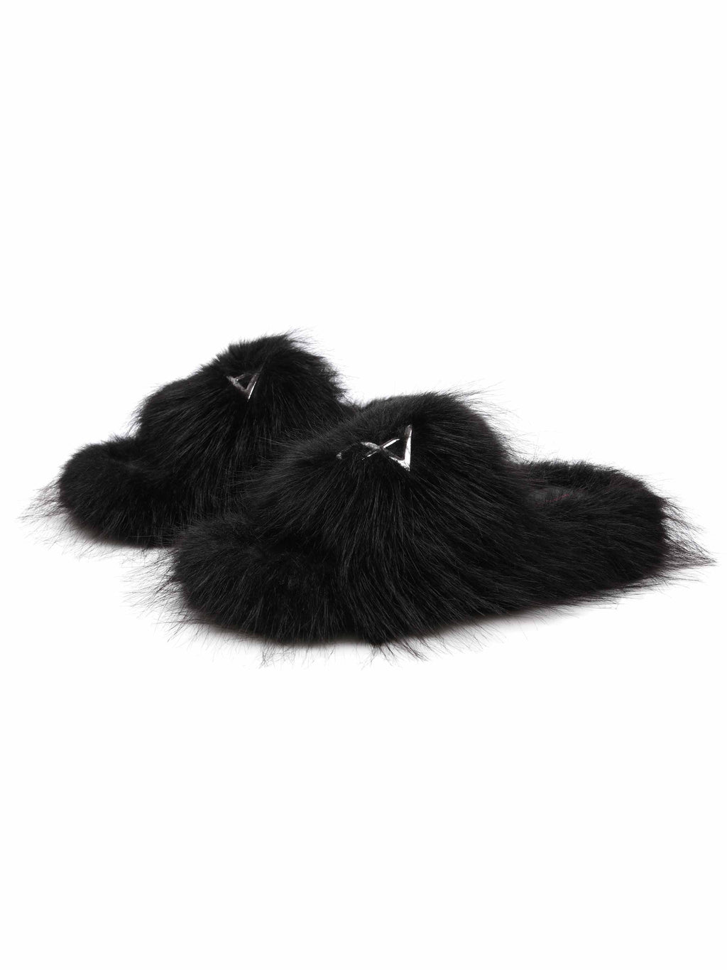 NEPHELE Fur Slippers Jet Black