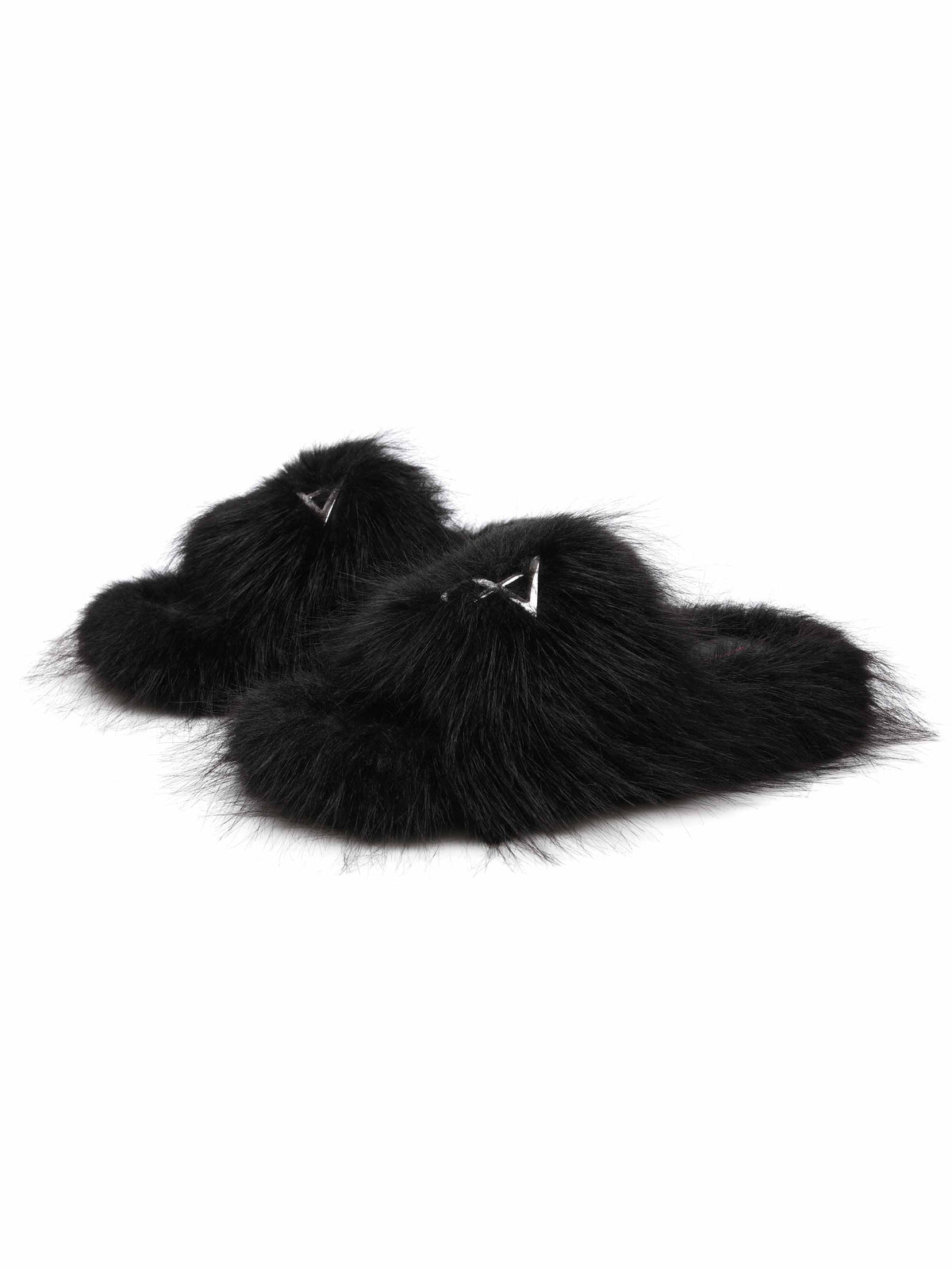 NEPHELE Fur Slippers Jet Black