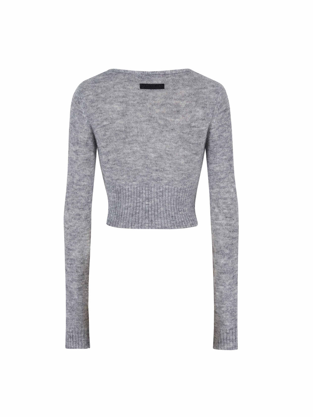 Mohair Cutout V-Neck Knit Cardigan Gray
