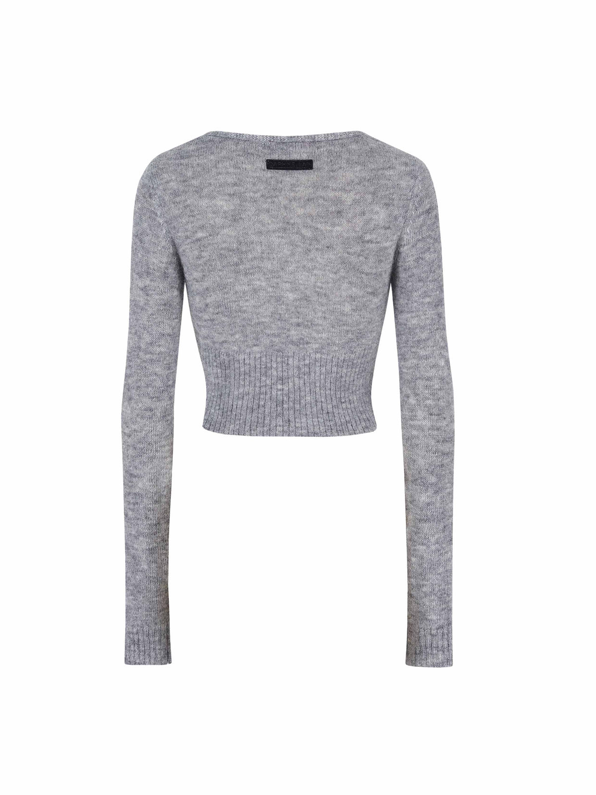Mohair Cutout V-Neck Knit Cardigan Gray