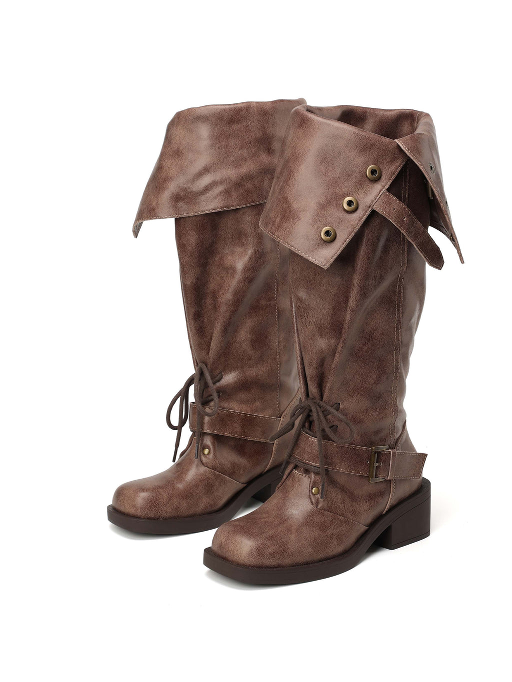 EIDOTHEA Convertible Knee-High Boots Cocoa Brown