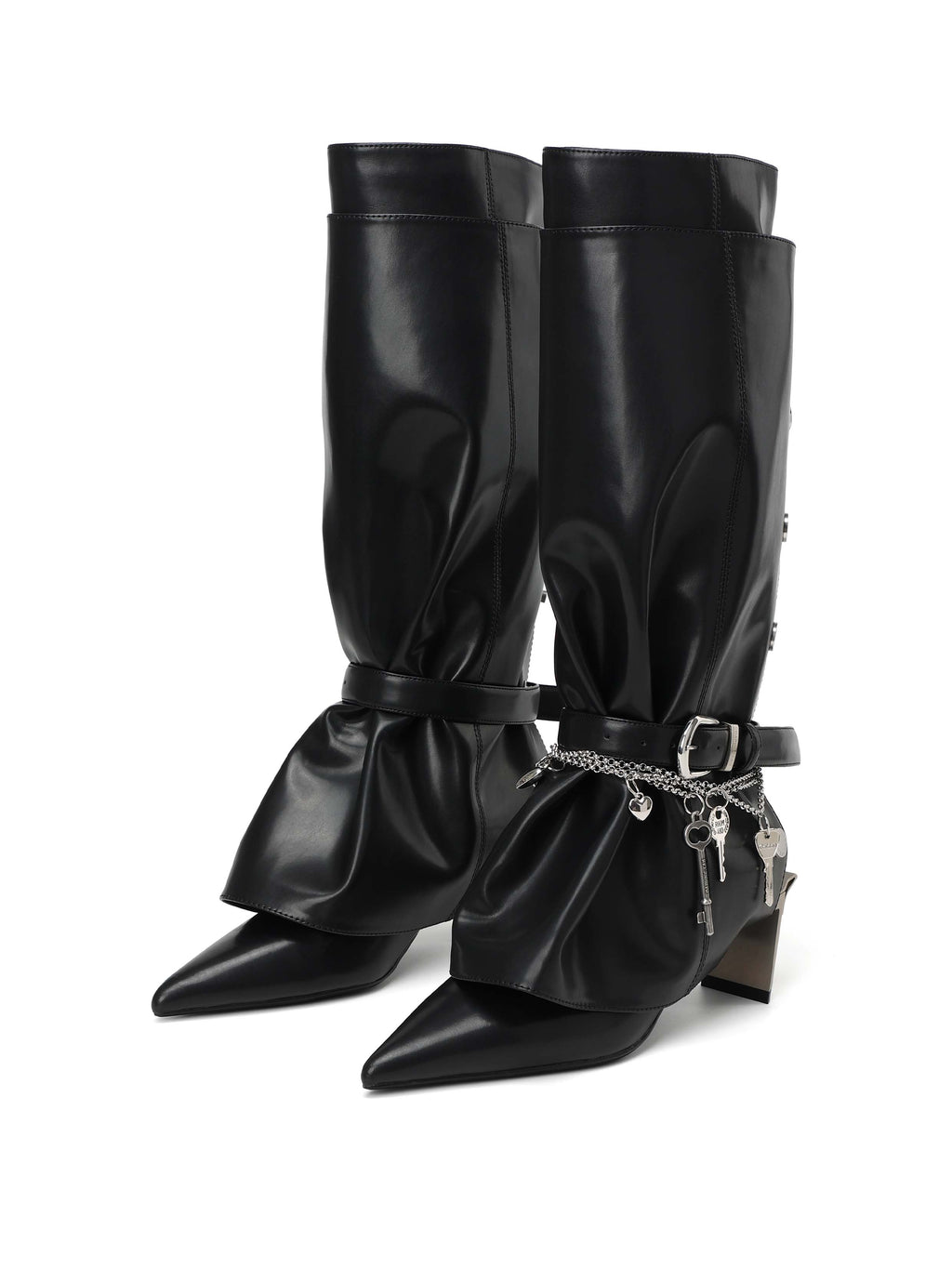 KER Detachable Gaiter Knee-High Boots Black