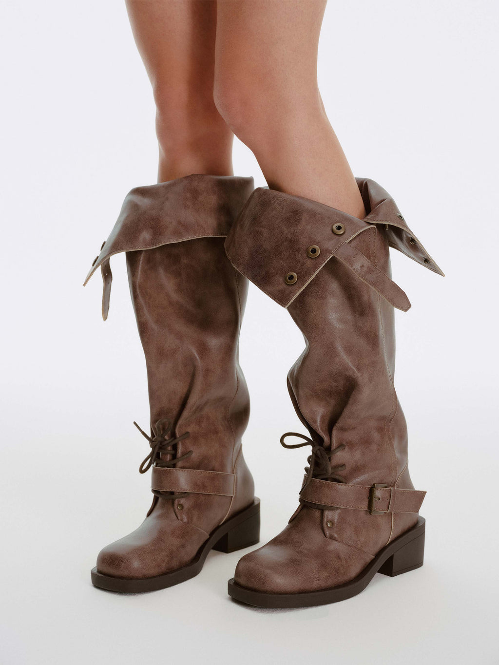 EIDOTHEA Convertible Knee-High Boots Cocoa Brown