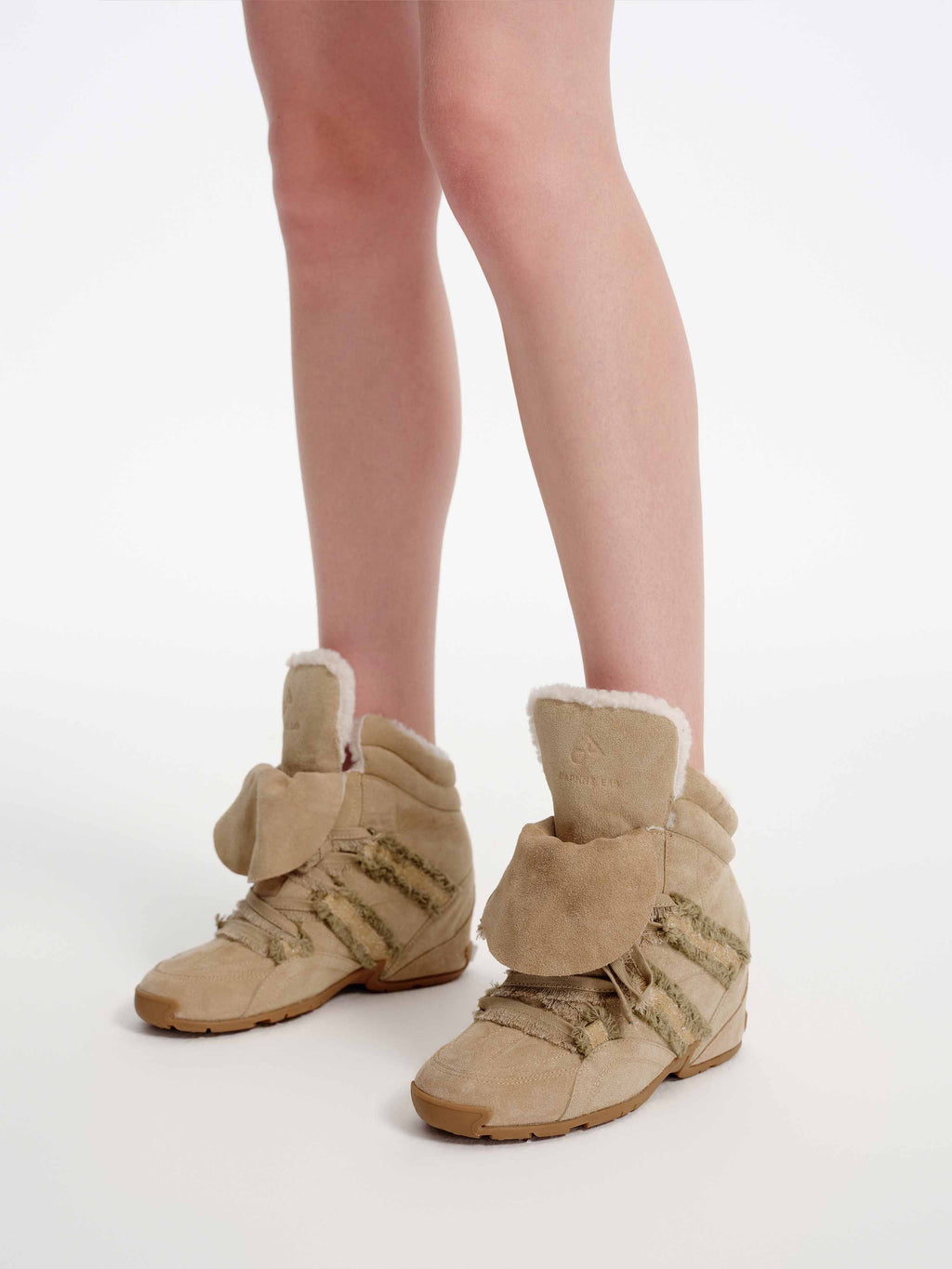 ARIADNE Distressed Wedge Sneakers Light Khaki