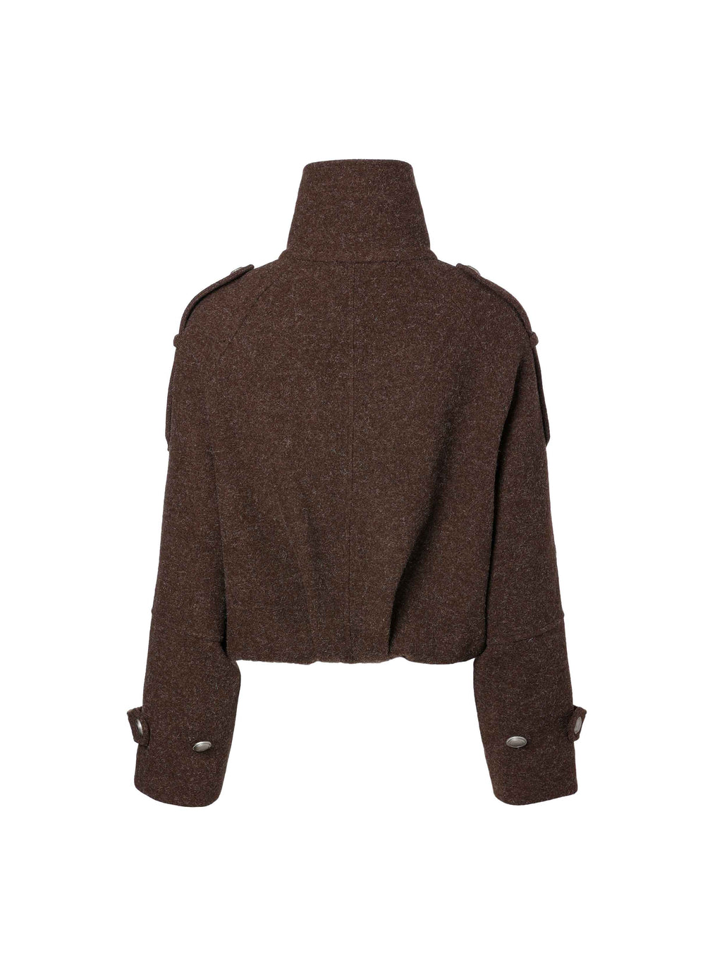 High-Neck Military Cropped Jacket Chocolate Brown
