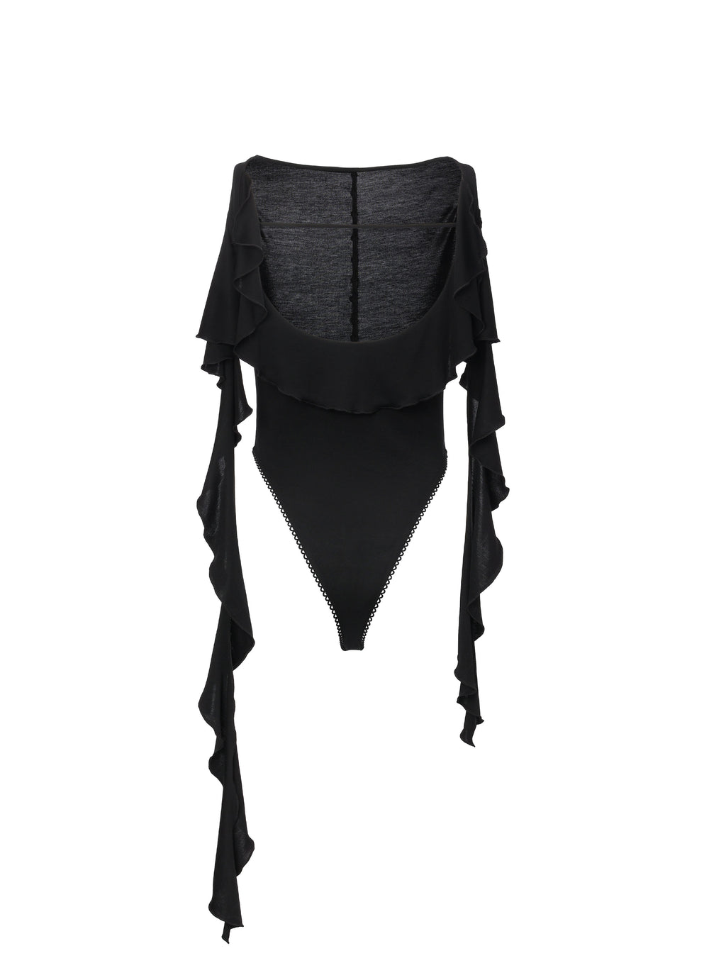 Ruffle Boat-Neck Bodysuit Black