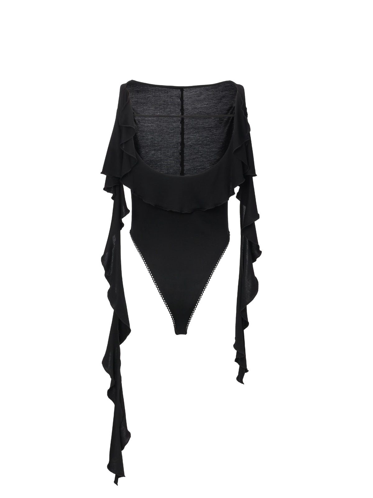 Ruffle Boat-Neck Bodysuit Black