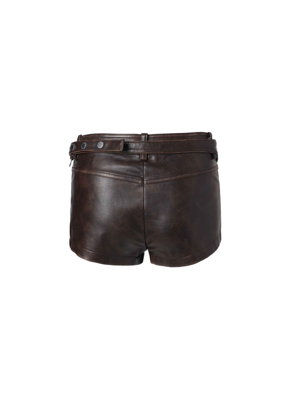 Detachable Belt Bag Distressed Shorts Brown