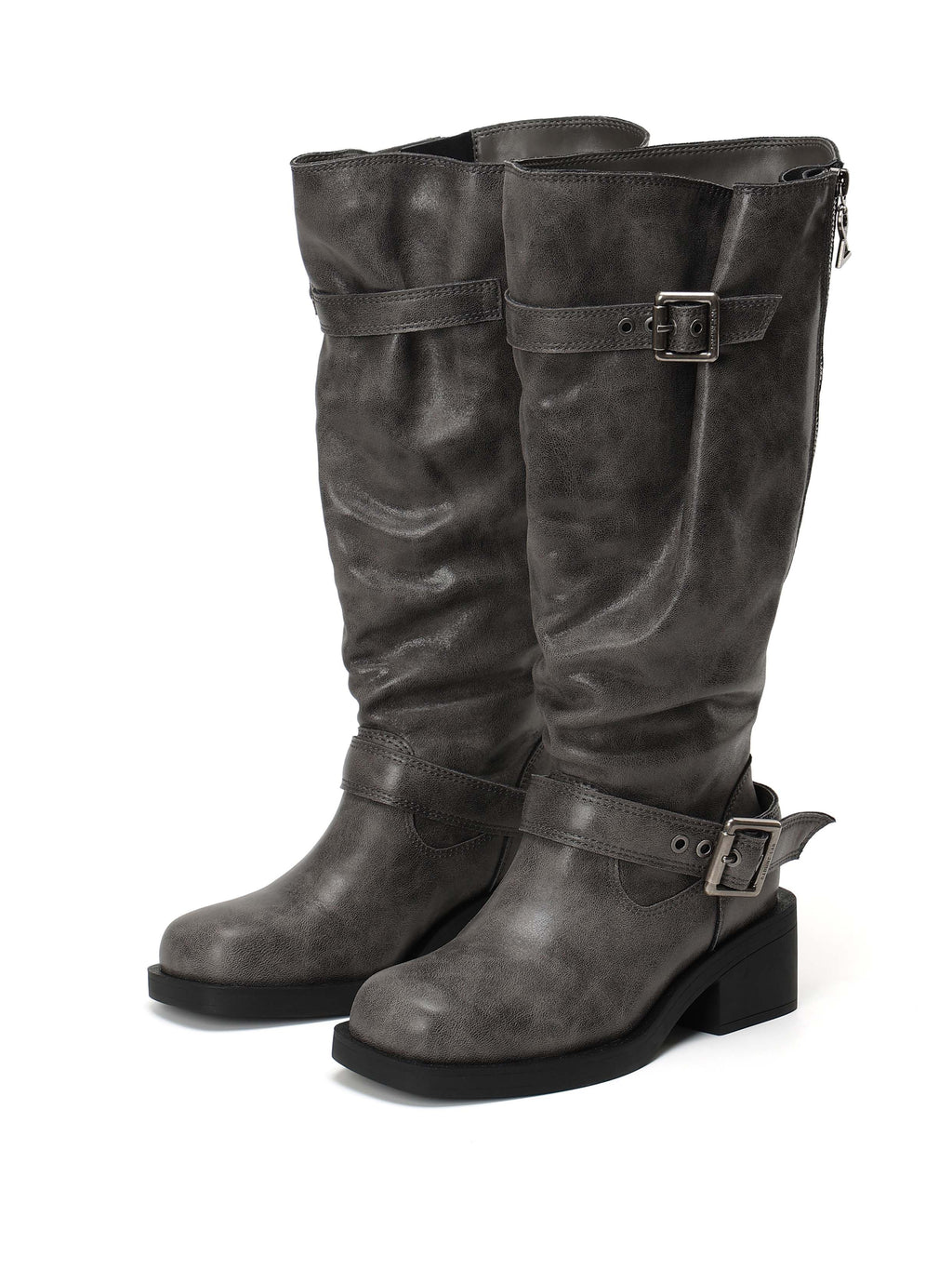 ACHLYS Buckle High Ankle Boots Dark Gray