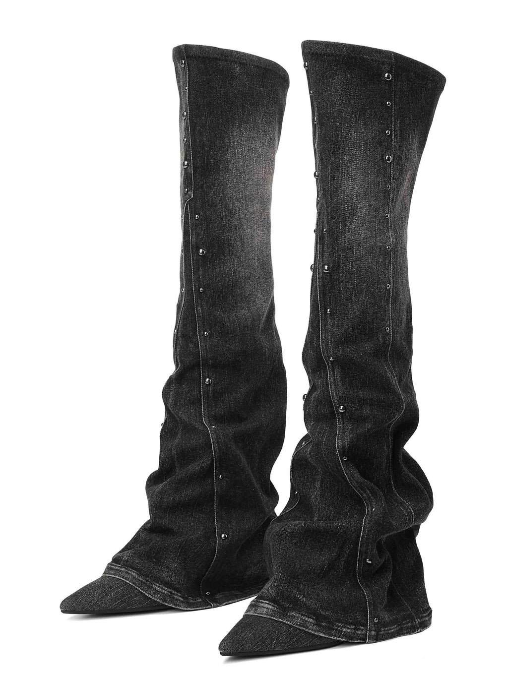 CALLIOPE Studded Gaiter OTK Boots Black Denim