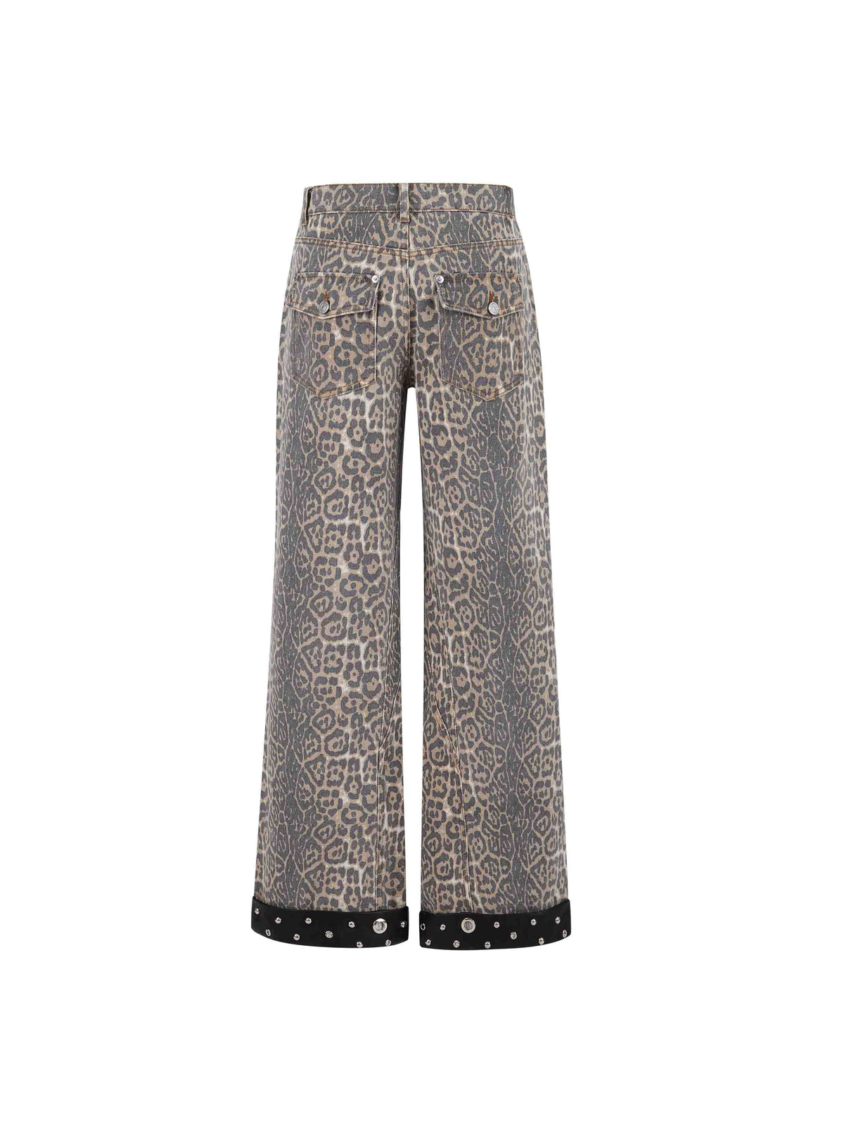 Studded Leopard Wide-Leg Jeans