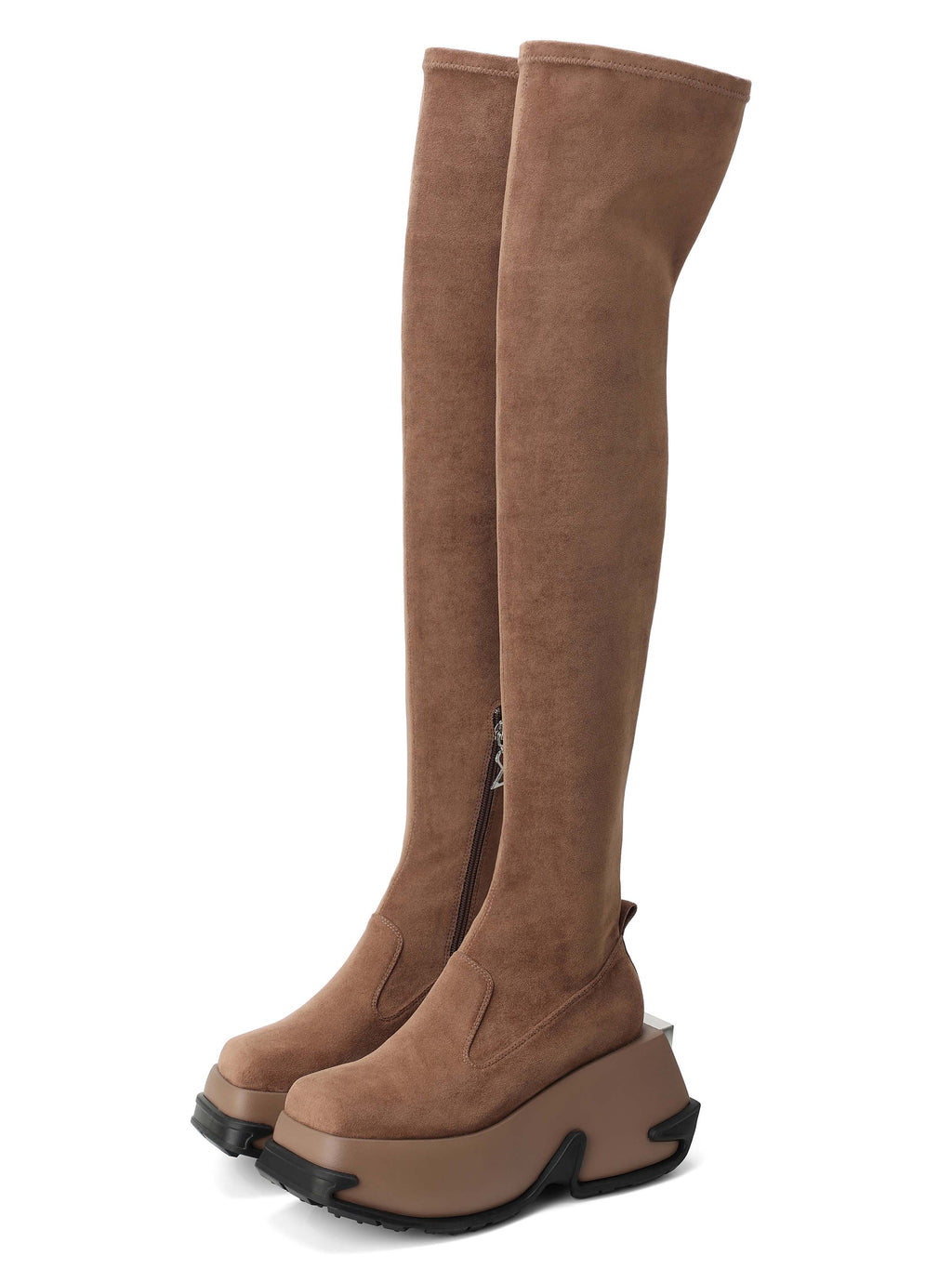KLYMENE Overknee-Stiefel mit Keilabsatz Khakibraun