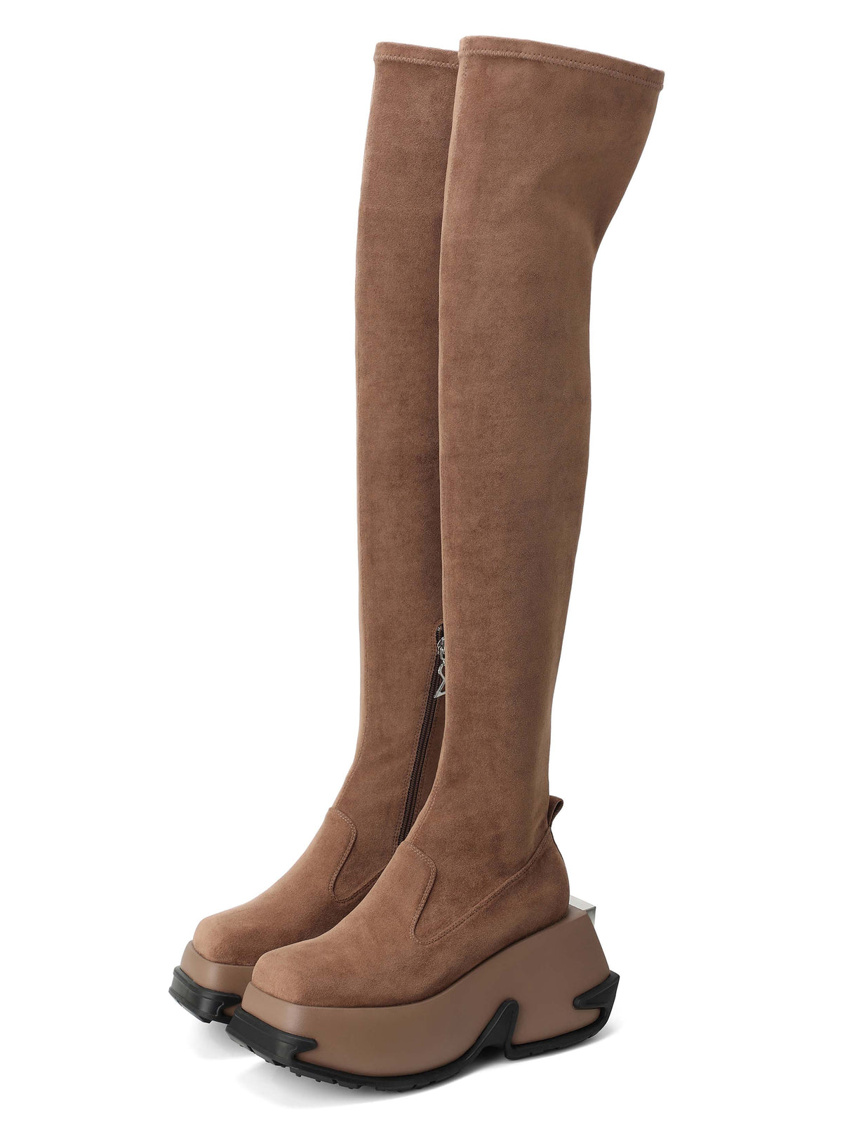 KLYMENE Overknee-Stiefel mit Keilabsatz Khakibraun