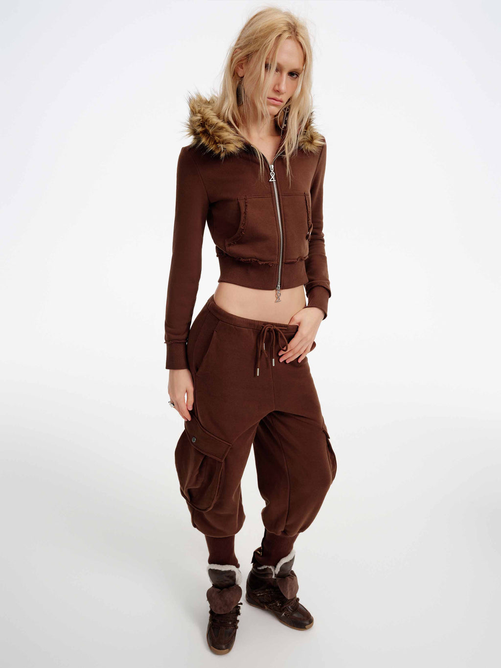 ARIADNE Distressed Wedge Sneakers Cocoa Brown