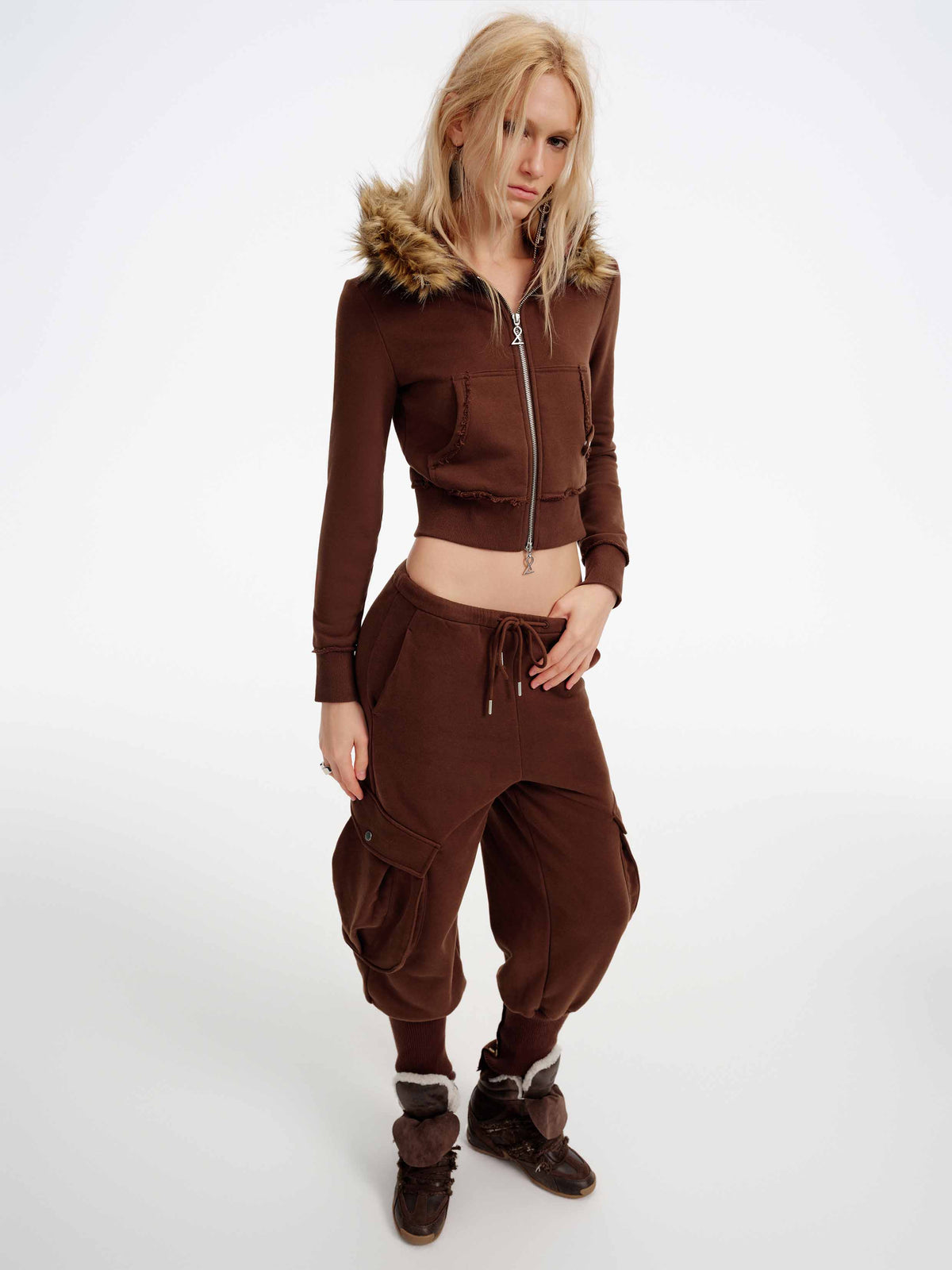 ARIADNE Distressed Wedge Sneakers Cocoa Brown