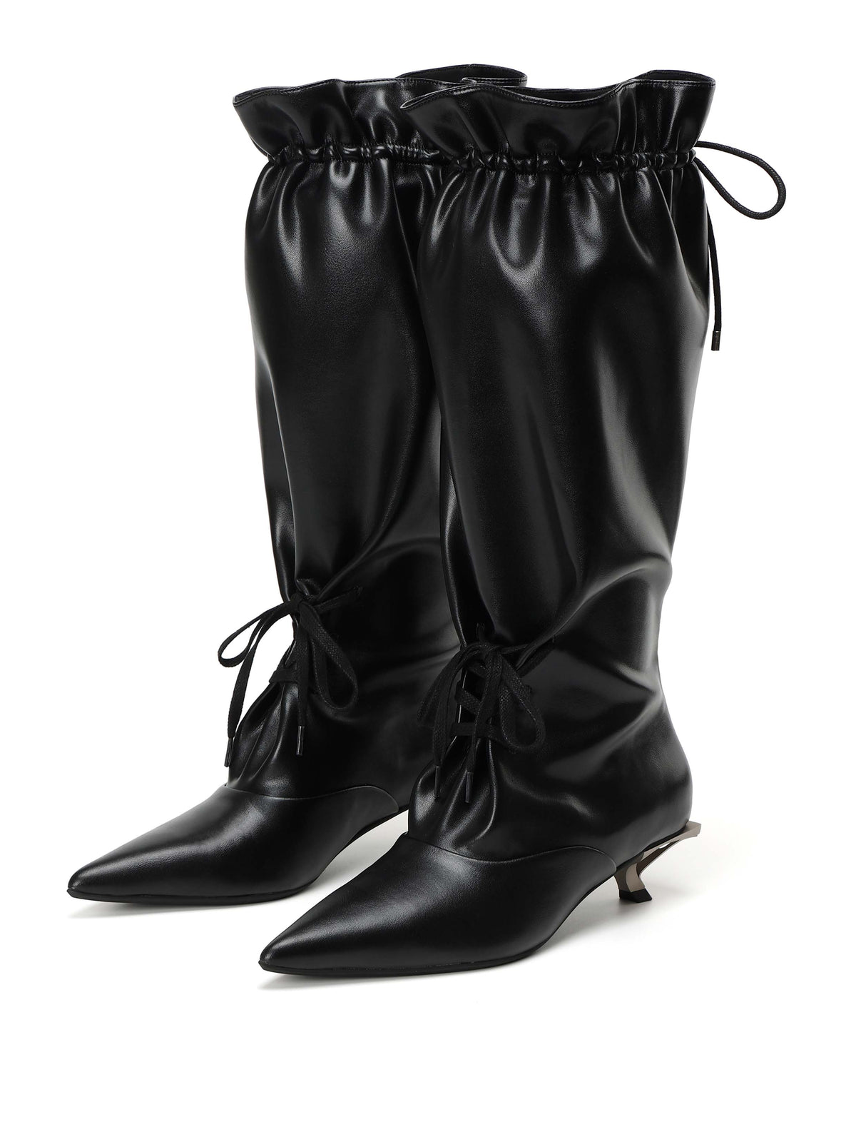 IANTHE Drawstring Knee-High Boots Black