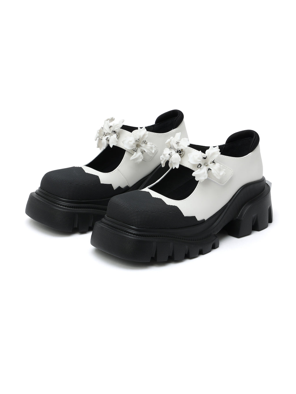 PASITHEA Blumengarnitur Chunky Mary Janes Weiß