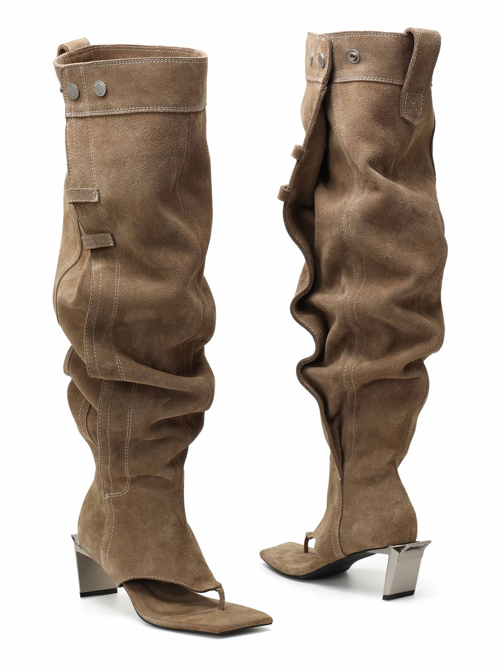 SALMACIS Suede Thong OTK Boots Khaki Brown