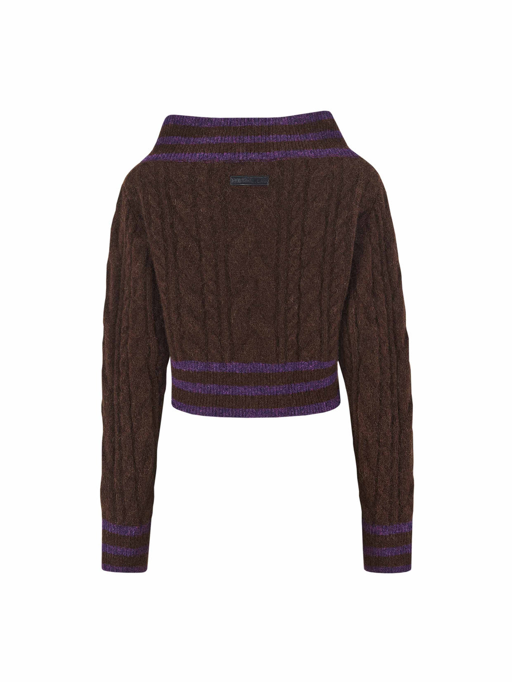 Convertible Off-Shoulder Cable Knit Sweater Espresso Purple
