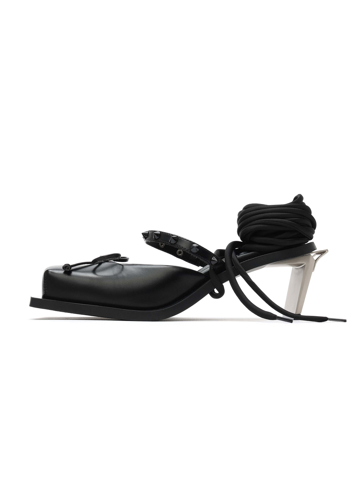 RHODANTHE Rose Lace-Up Mules Black