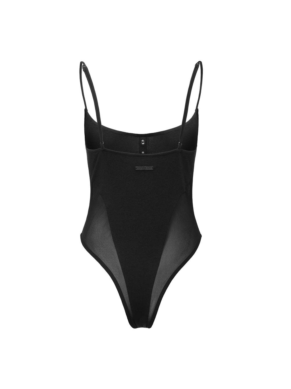 Sheer-Panel Cami Bodysuit Black