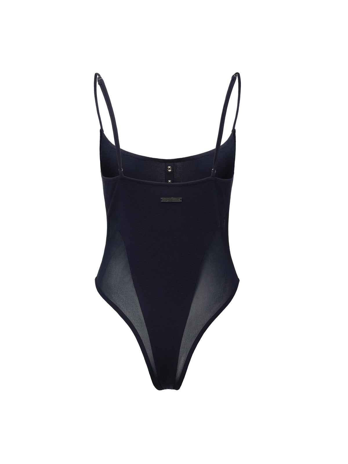 Sheer-Panel Cami Bodysuit Dark Navy Blue