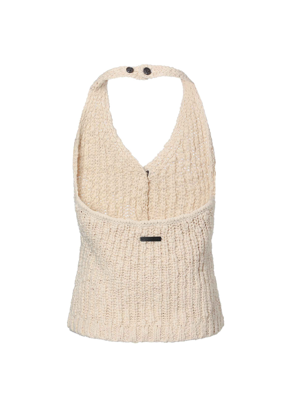 Halter Button Knit Vest Beige